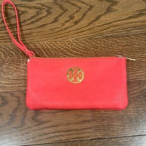 Tory Burch coral wristlet